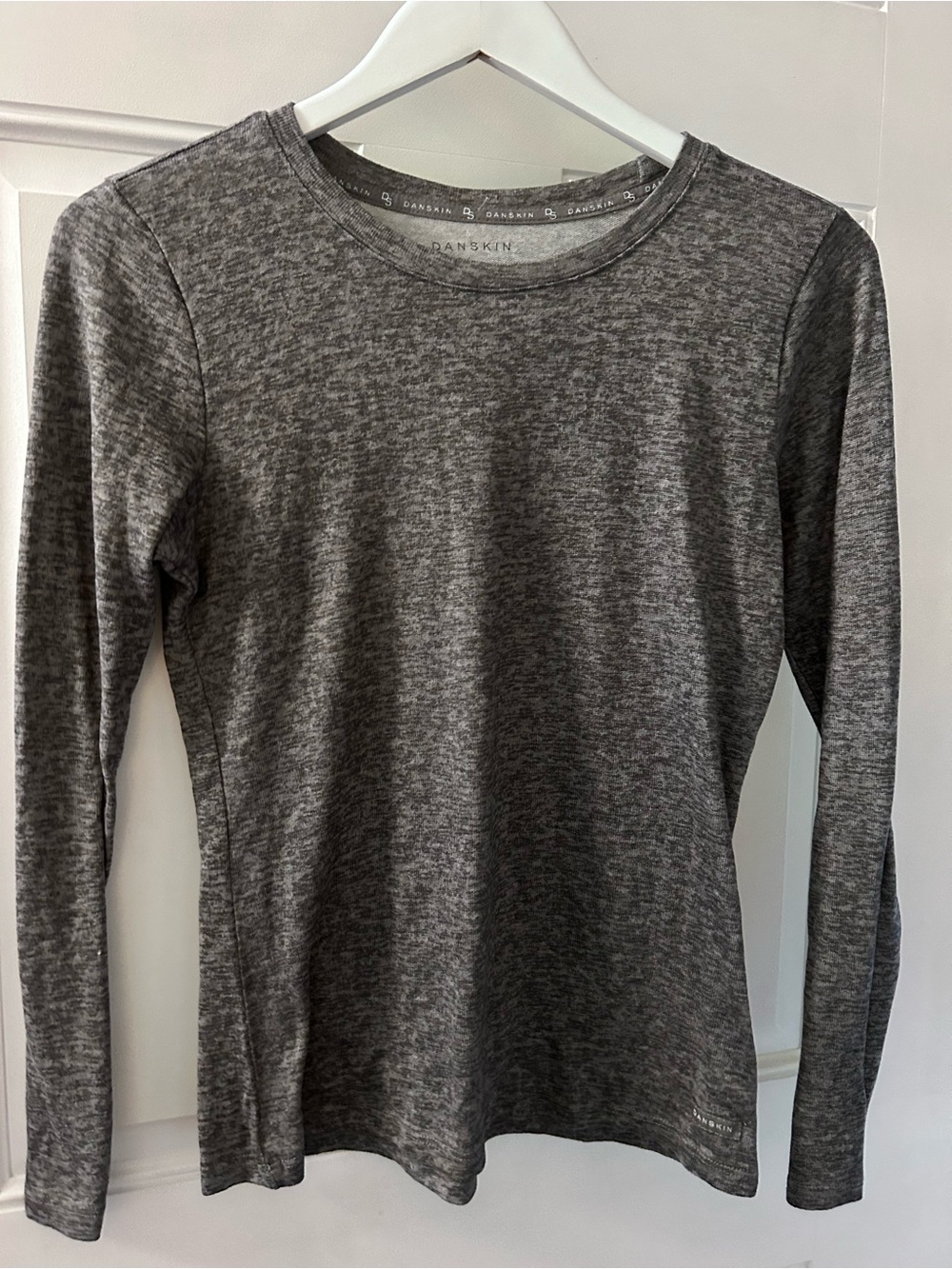 Danskin Women's Heather Charcoal Long-Sleeve Crewneck